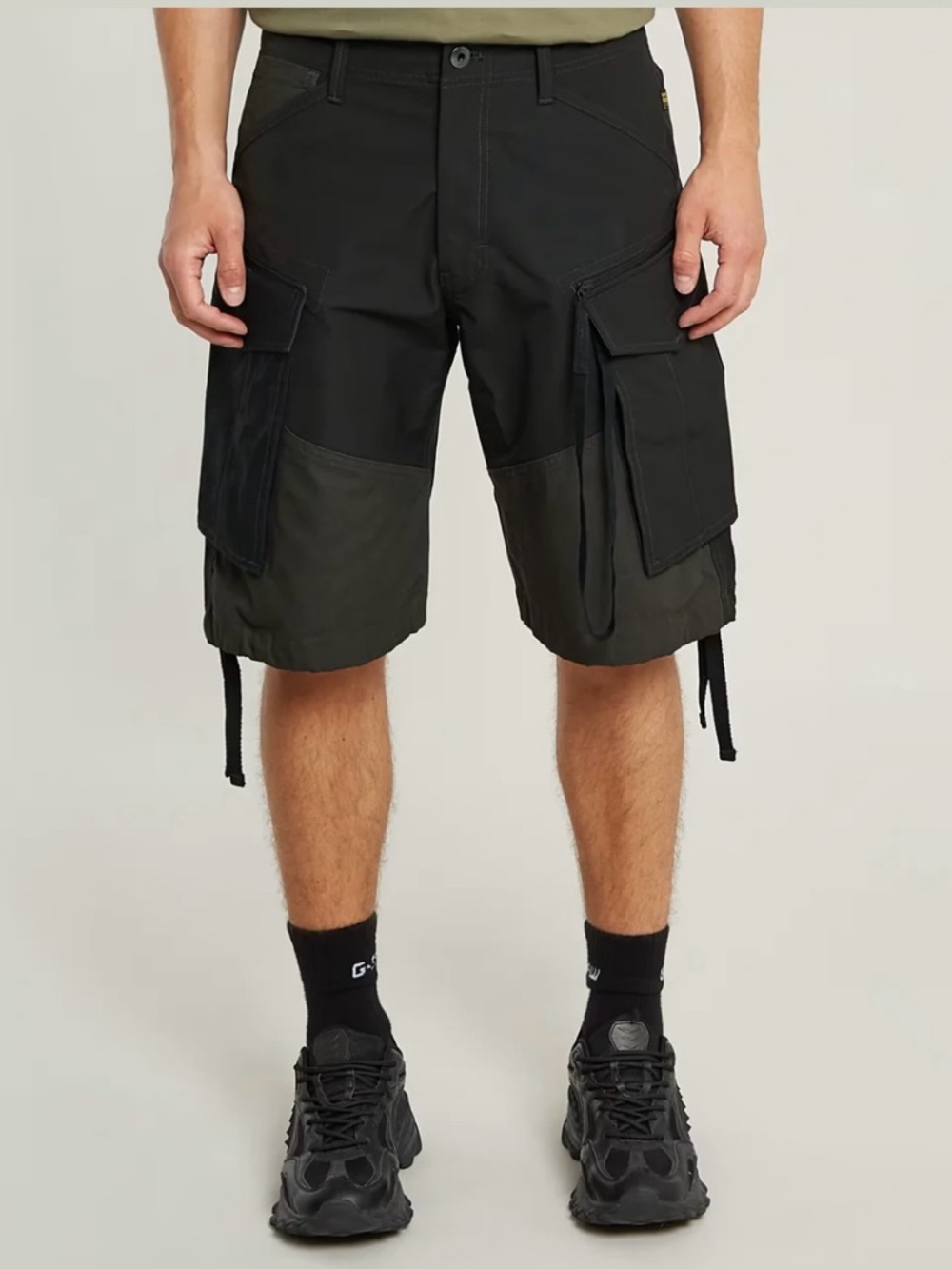 G-Star Black and Dark Olive Cargo Shorts